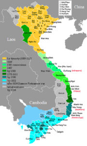 Nam Tien Map showing the history of Vietnamese expansion.