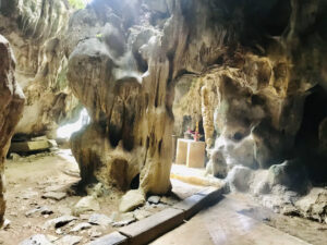 Stalactites of limestone in Bích Động Dark cave
