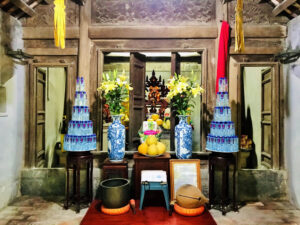 Inside the ancient pagoda at Thien Ton 