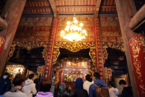 A scene of Vietnamese people visiting Trinh temple - Trang An During the TET holiday