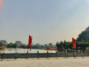 the preparation phase for the boat race at Hoa Lu in 2022